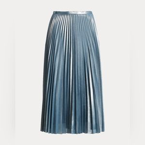 Pleated Metallic Chiffon Skirt
